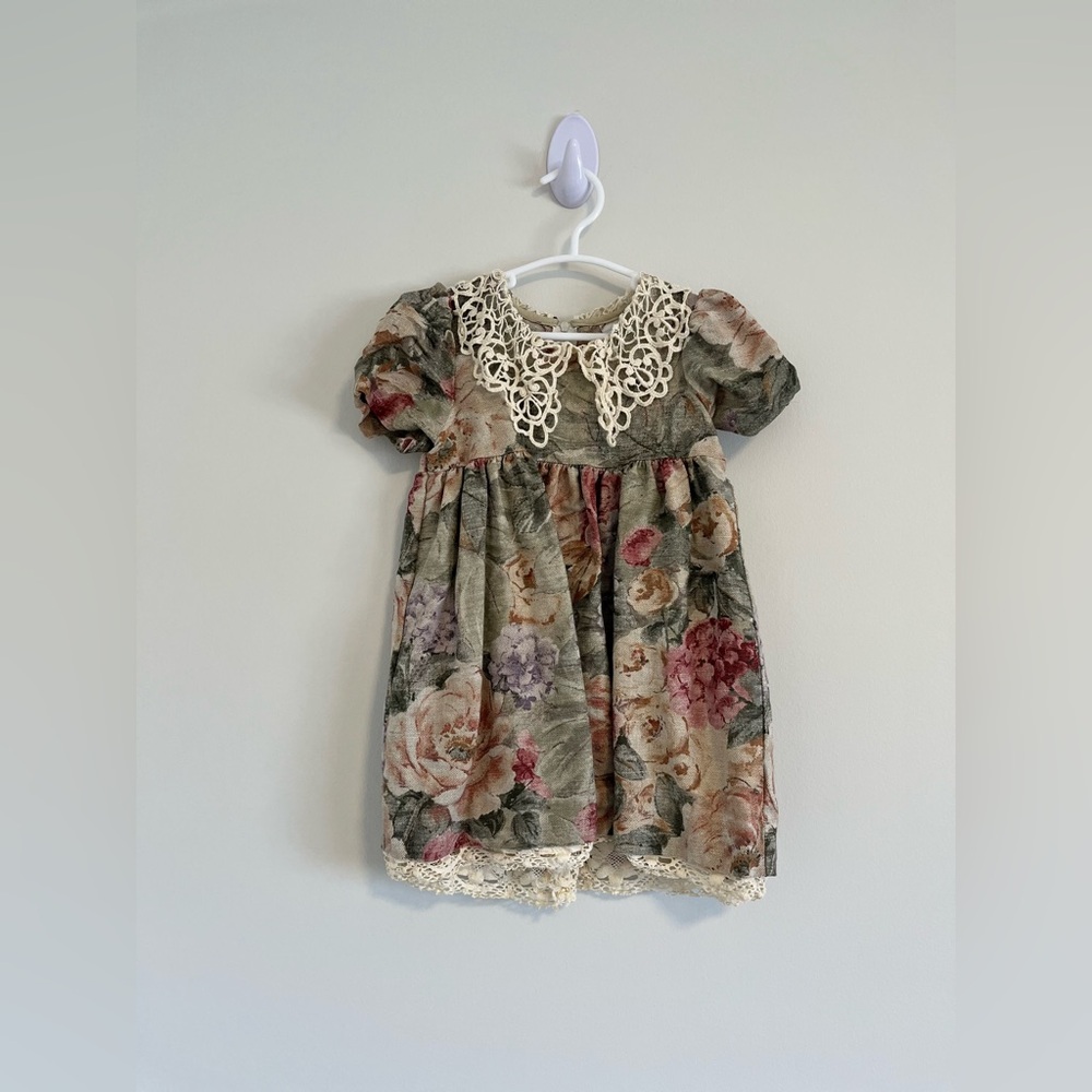 Vintage Good Lad linen blend floral dress with lace collar 🖤 - Picture 4 of 10